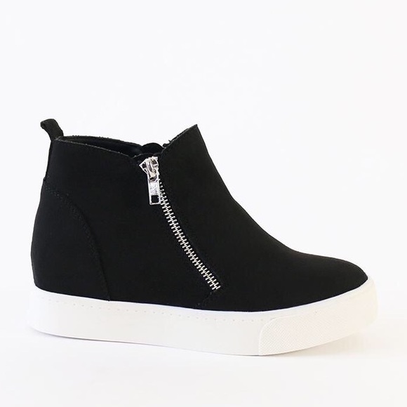 taylor black vegan suede wedge sneakers - Picture 3 of 7